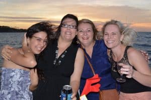 Relax with friends aboard Whalesong's seafood and sunset cruise
