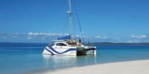 Luxury yacht, Blue Dolphin is your carriage on the Champagne Sunset Sail cruise from Hervey Bay